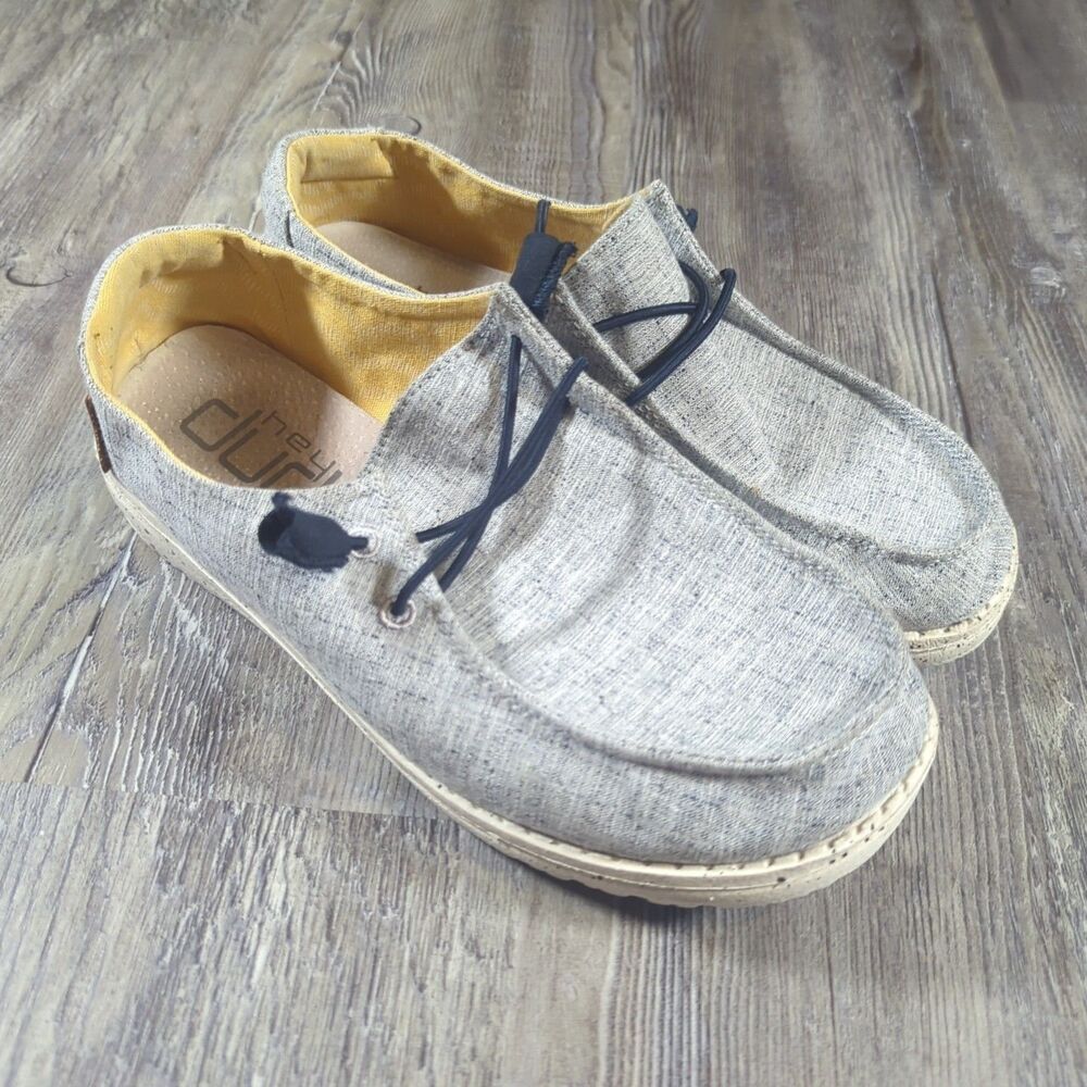 Hey Dude Shoes Womens Size 7 Wendy Chambray White Blue Slip On Loafers Flats - Picture 1 of 13